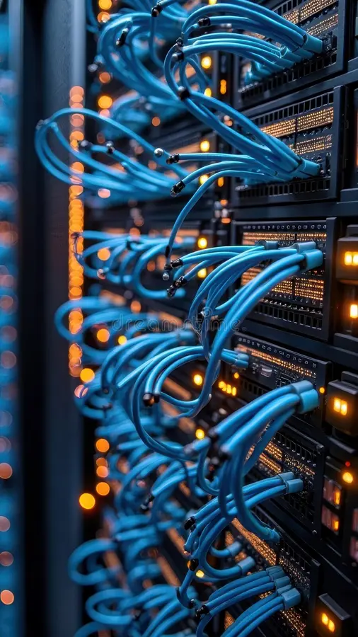 Modern IT infrastructure with servers and network equipment